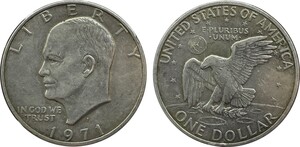 Estados Unidos 1 Dólar "Eisenhower" Emisión de coleccionistas de plata | 1971 S Plata. 400 • 24.59g • ø 38.1mm KM# 203a 