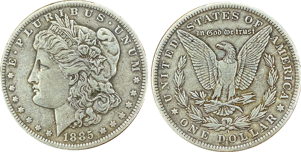 Estados Unidos 1 Dólar "Morgan Dollar" | 1885 0 Plata 900 • 26.73 g • ⌀ 38.1 mm Estado: VF+ KM# 110